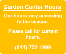 Garden Center Hours